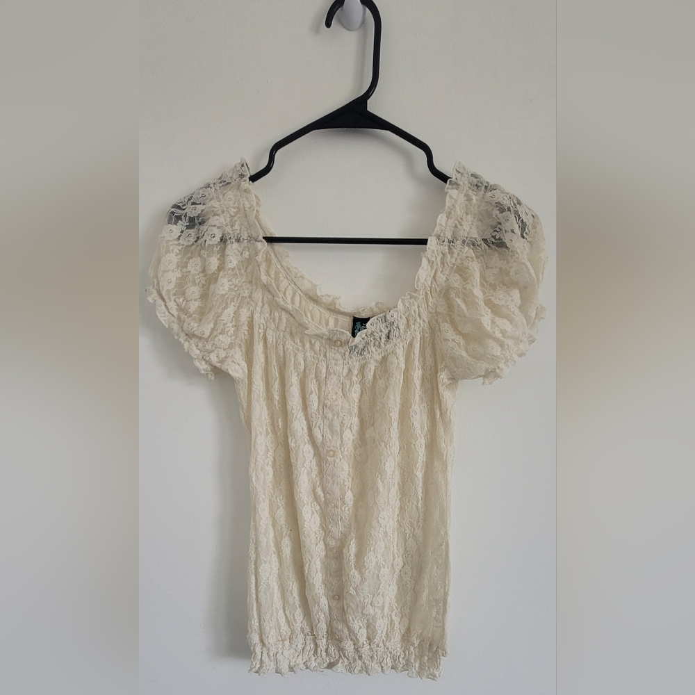 Elegant Cream Lace Women's Top